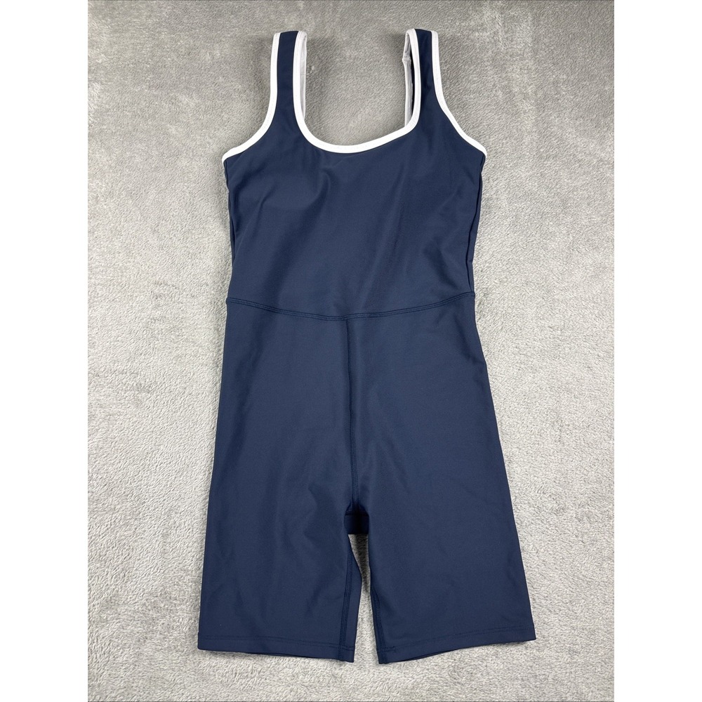 AQUA Athletic Women's Square Neck Short Unitard‎ Medium Compression Navy Size XS